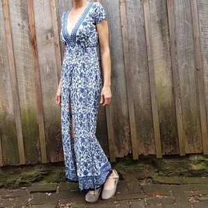 Lulu's Wrap Dress in blue and white S/XS